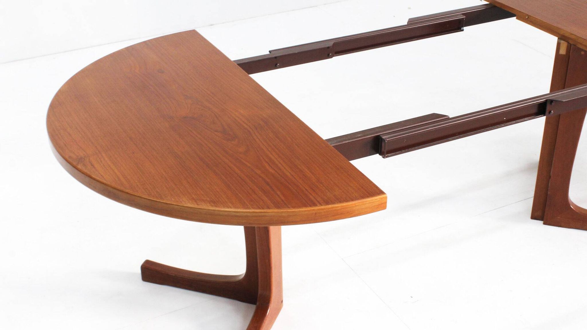 Vintage Danish round extendable dining table teak 1960s