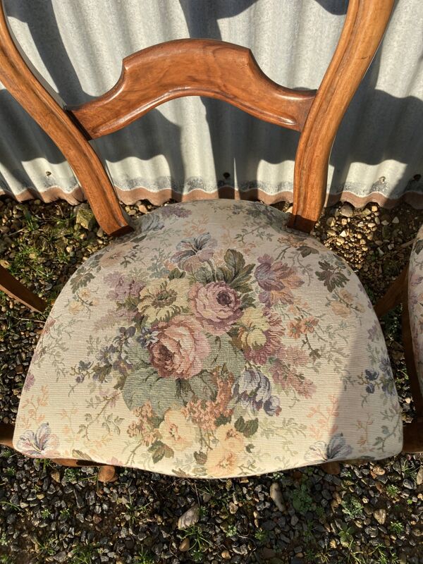 Set de 3 chaises louis Philippe tapissées