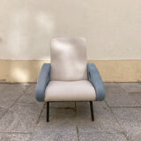 Blue and gray armchair by François Letourneur