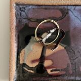 Square trinket dish in glazed ceramic, signed by F. Baudet, France 1970