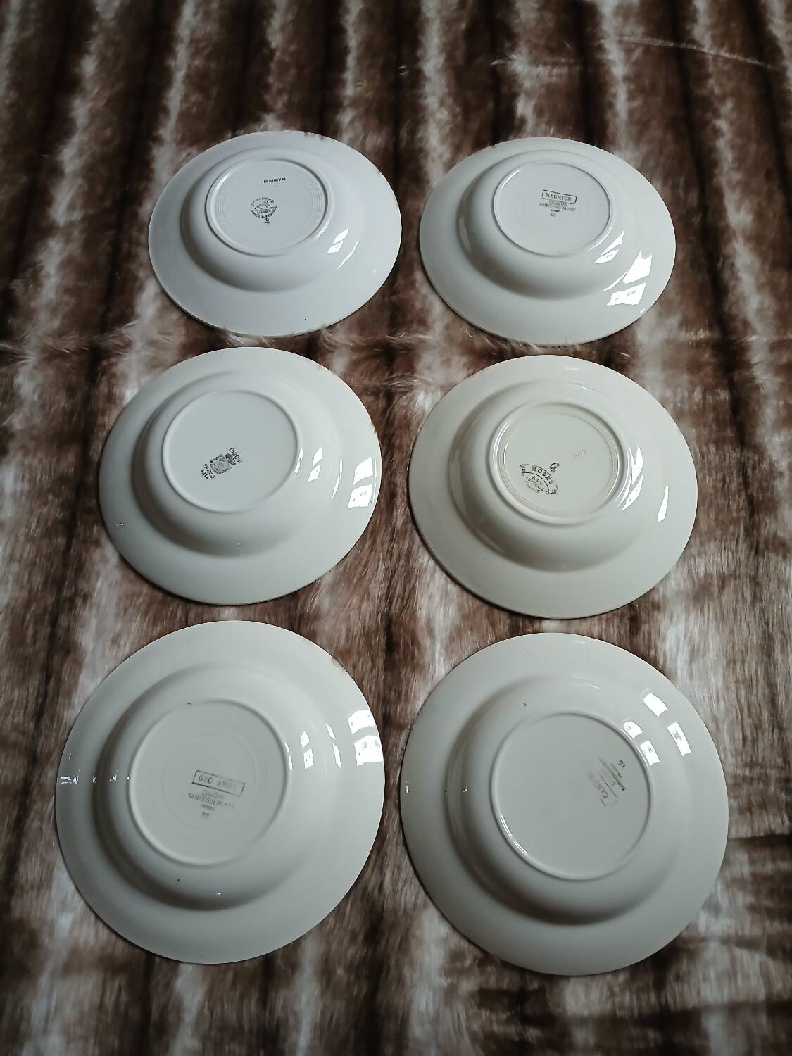 6 mismatched antique deep plates