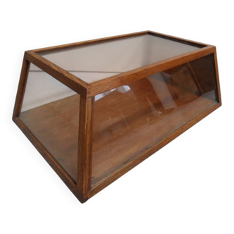 Antique oak shop display cabinet