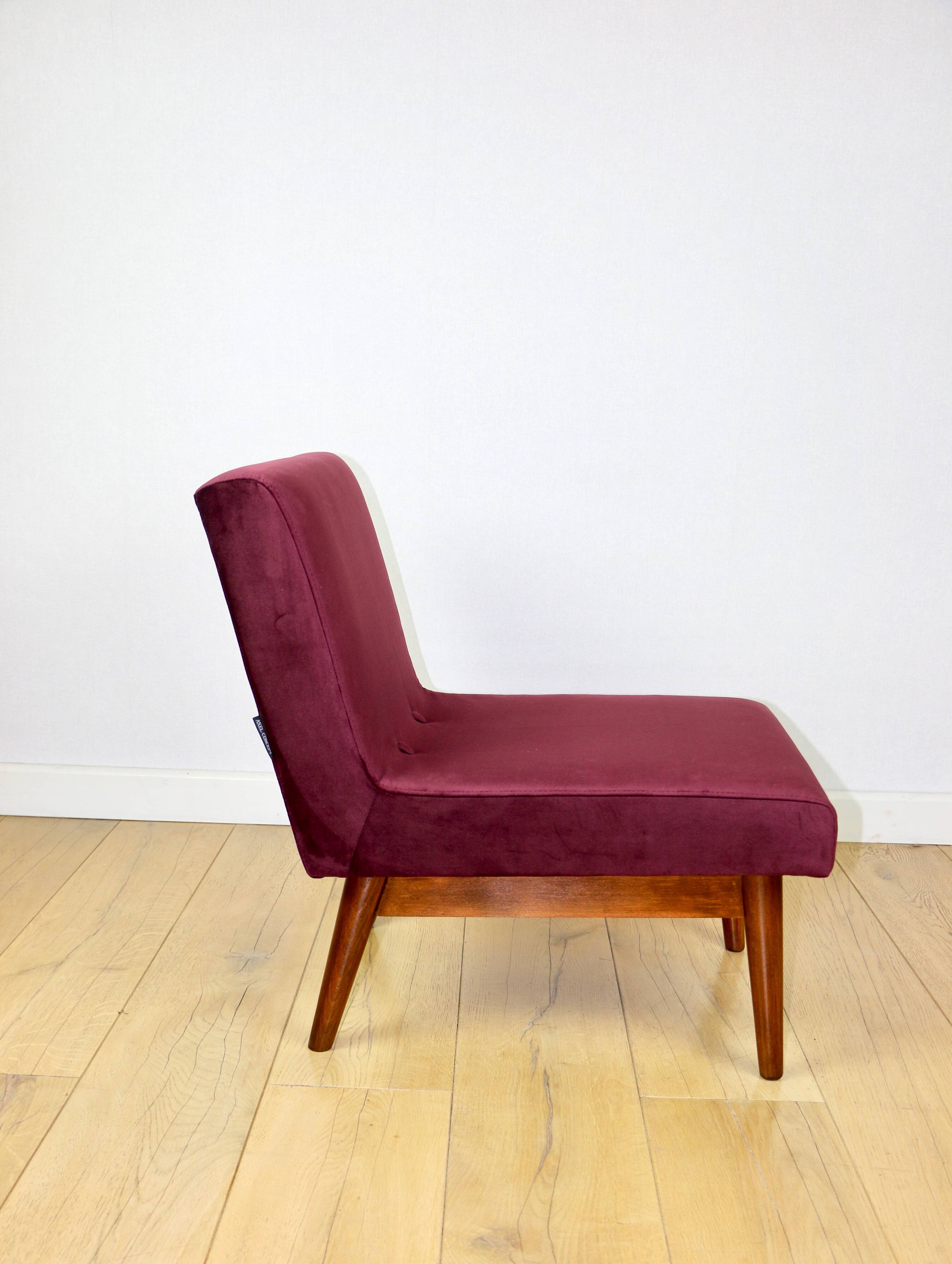 Vintage loft armchair 70s vintage burgundy wine velvet
