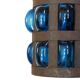 Blue blown glass and metal pendant light, 1970s