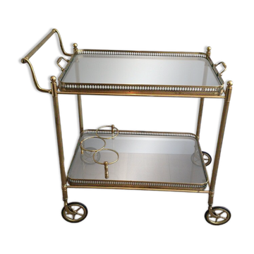 Neoclassical brass trolley with removable trays.