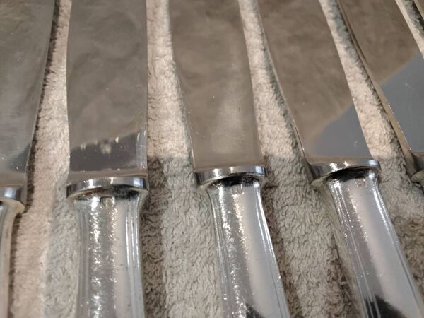 12 couteaux de table métal argenté orfèvre Christofle America 24,5cm