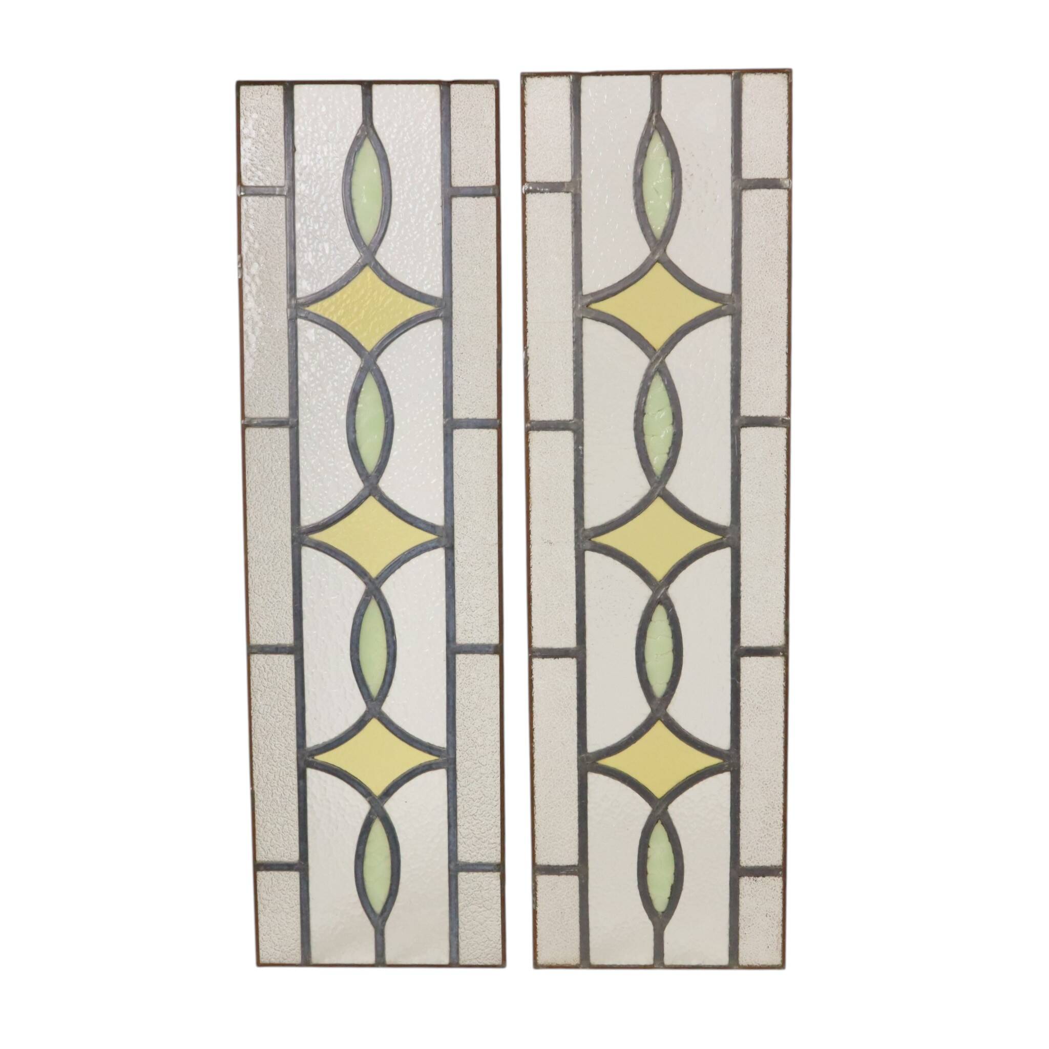 Art Deco Geometric Stained Glass Window 85x24cm