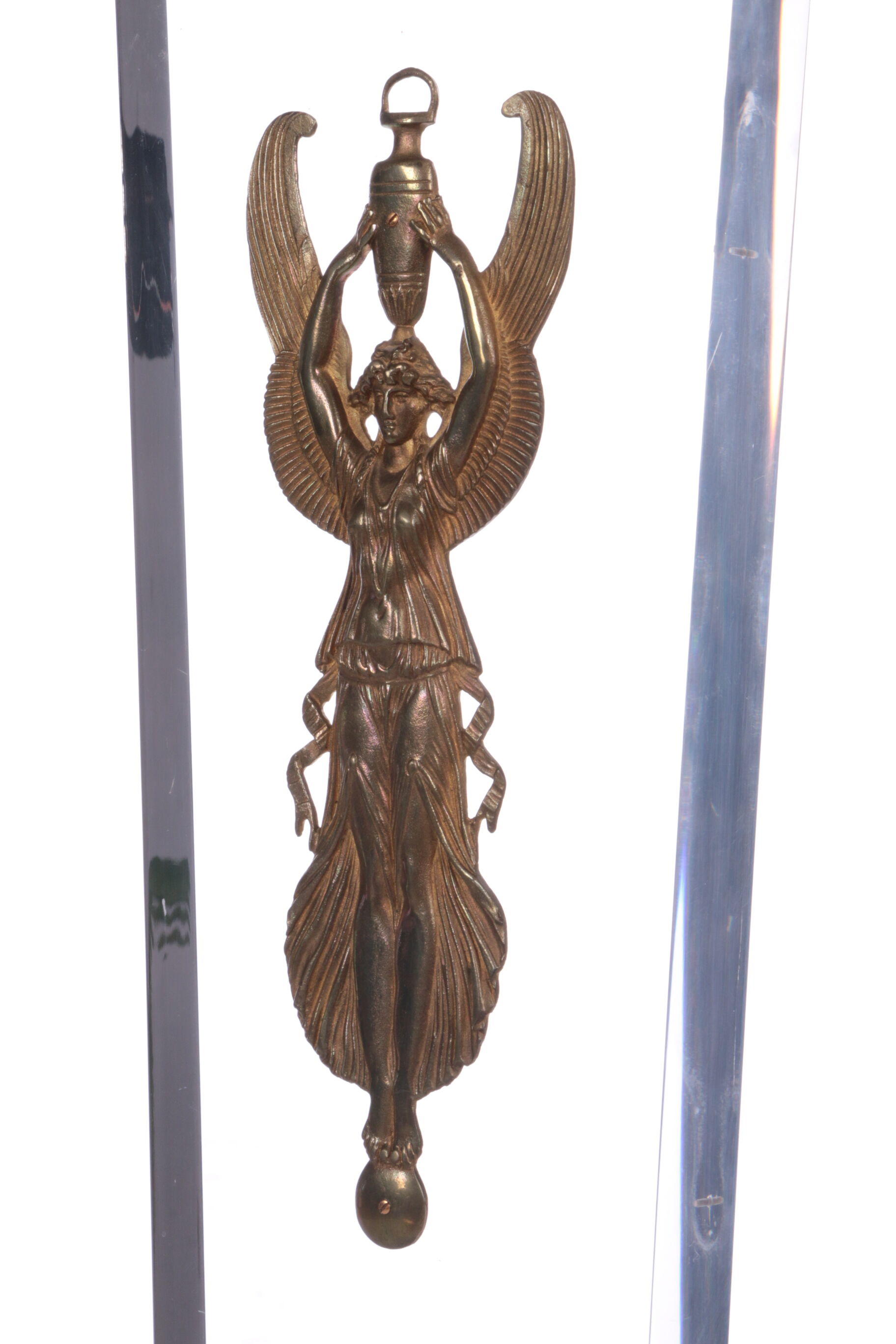 Vintage Plexiglas Stand or console with brass Lady, 1970 Italy