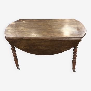 Table en bois ovale rustique pliable ronde à abattant ancienne