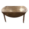 Rustic round foldable oval wooden table with old flap