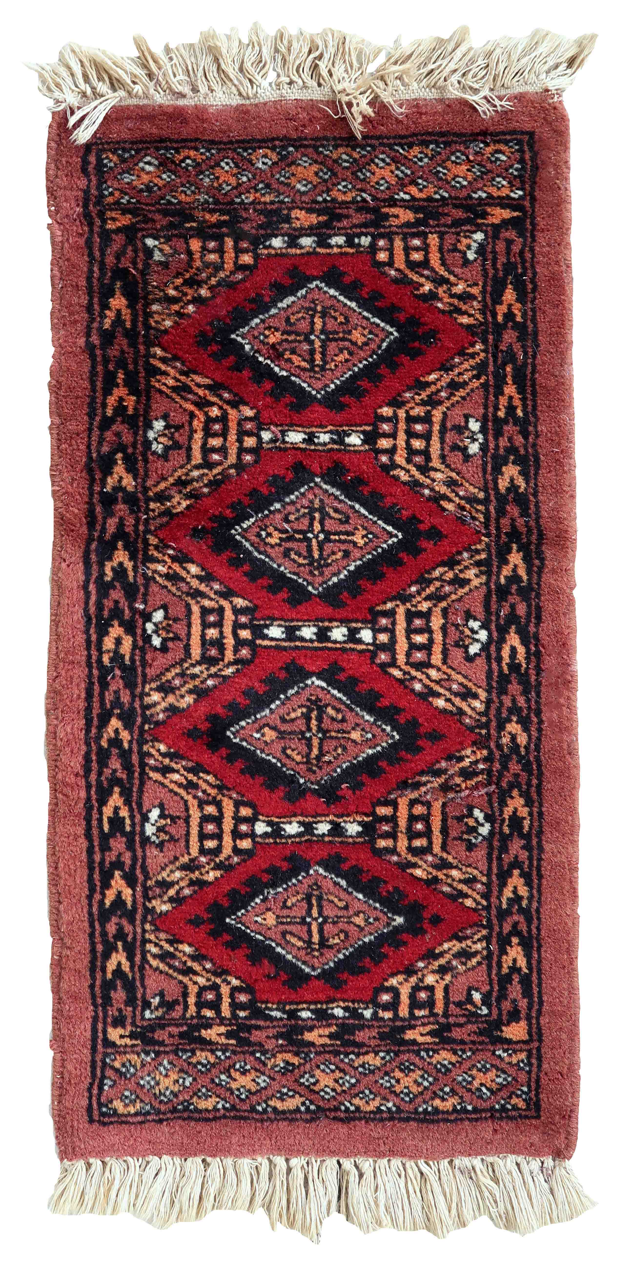 Vintage carpet pakistani lahore handmade 33cm x 66cm 1970s