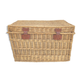 Vintage braided wicker trunk