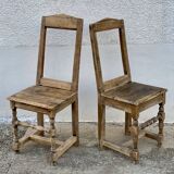 Set of 2 rustic mountain folk art chairs