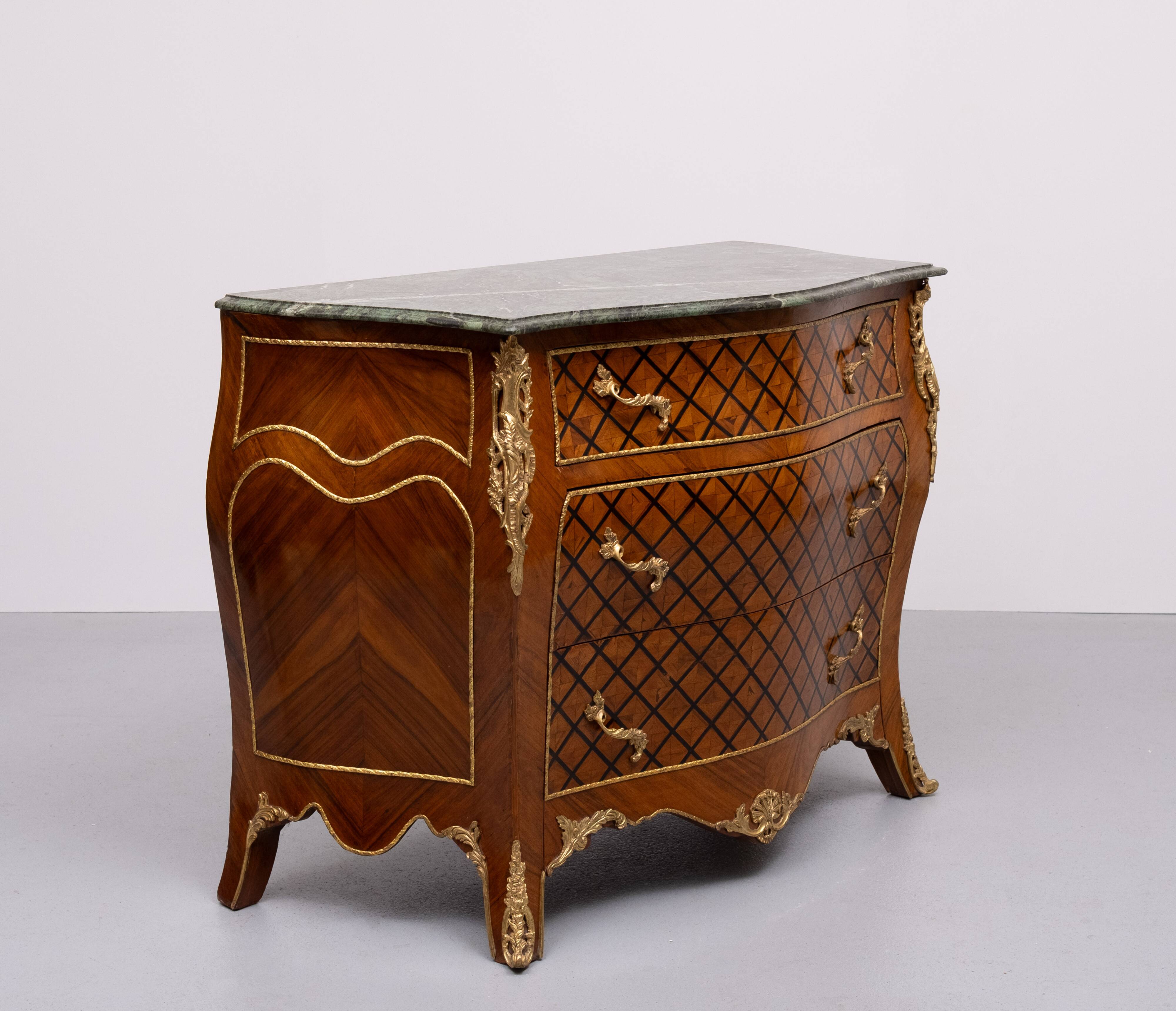Louis XV Dutch Checkerboard Inlay Chest of Drawers, 1960s