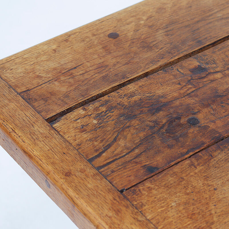 Rustic Oak Brutalist Vintage Dining Table