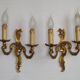 Stylish Vintage French Bronze Double Wall Sconces with Acanthus Leaf Detail