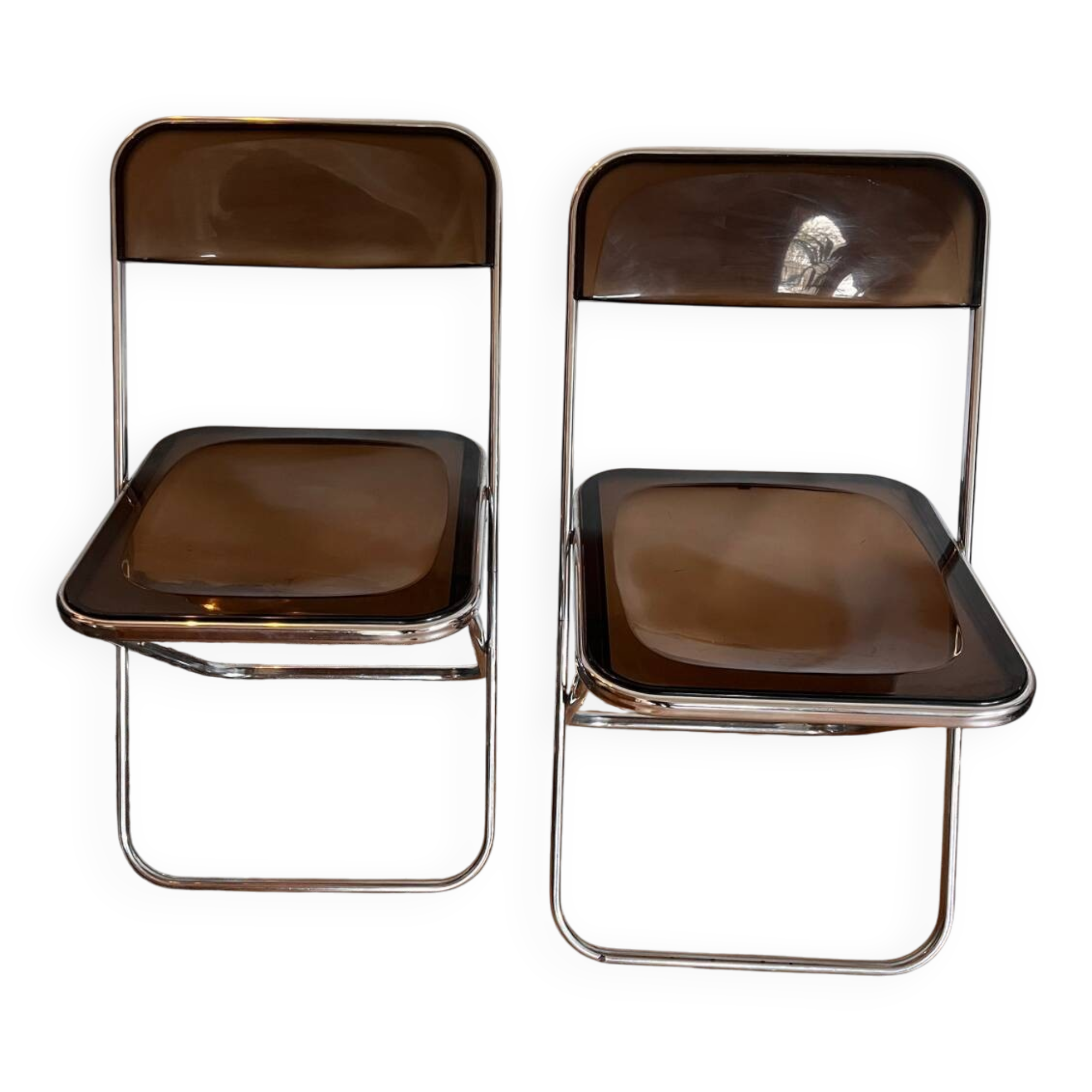 Set of 2 smoked Plexiglas chairs