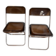 Set of 2 smoked Plexiglas chairs