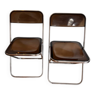 Set of 2 smoked Plexiglas chairs