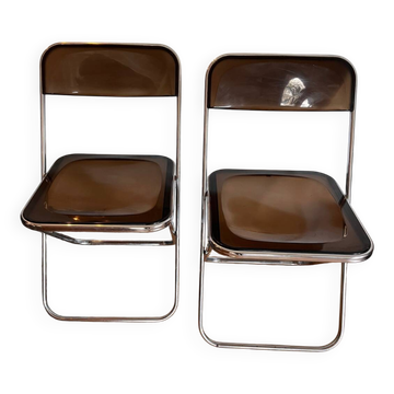 Set of 2 smoked Plexiglas chairs