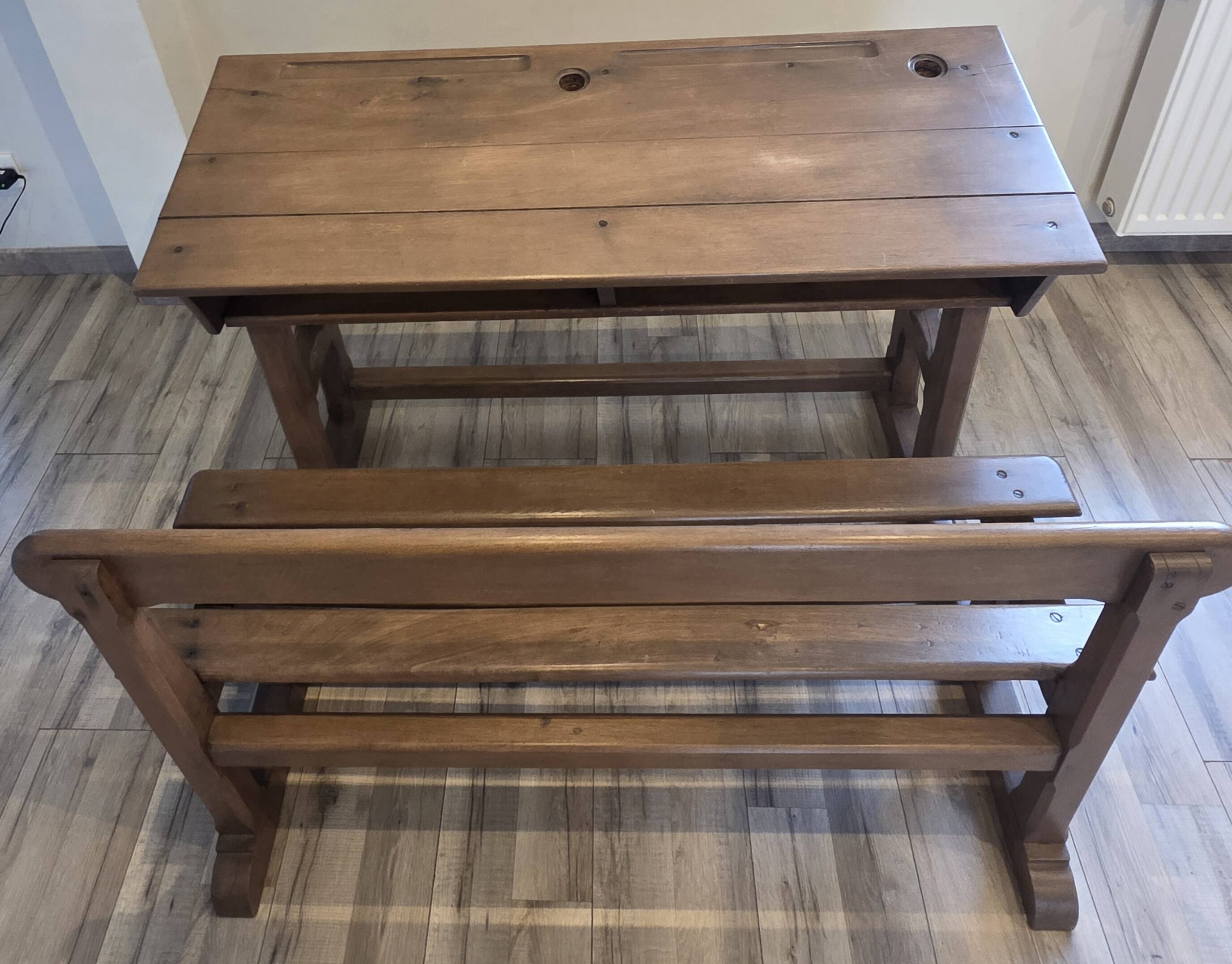 Authentic Double School Desk from the Early 20th Century (1900-1940) -
