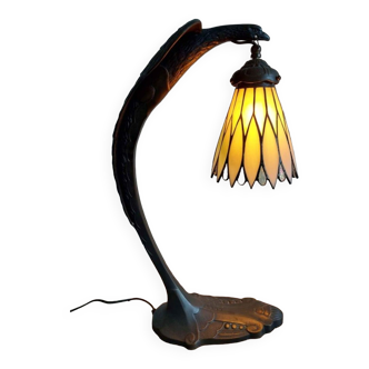 Art Nouveau style lamp in patinated bronze