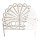 Rattan headboard & white wicker peacock tail décor 50-60s