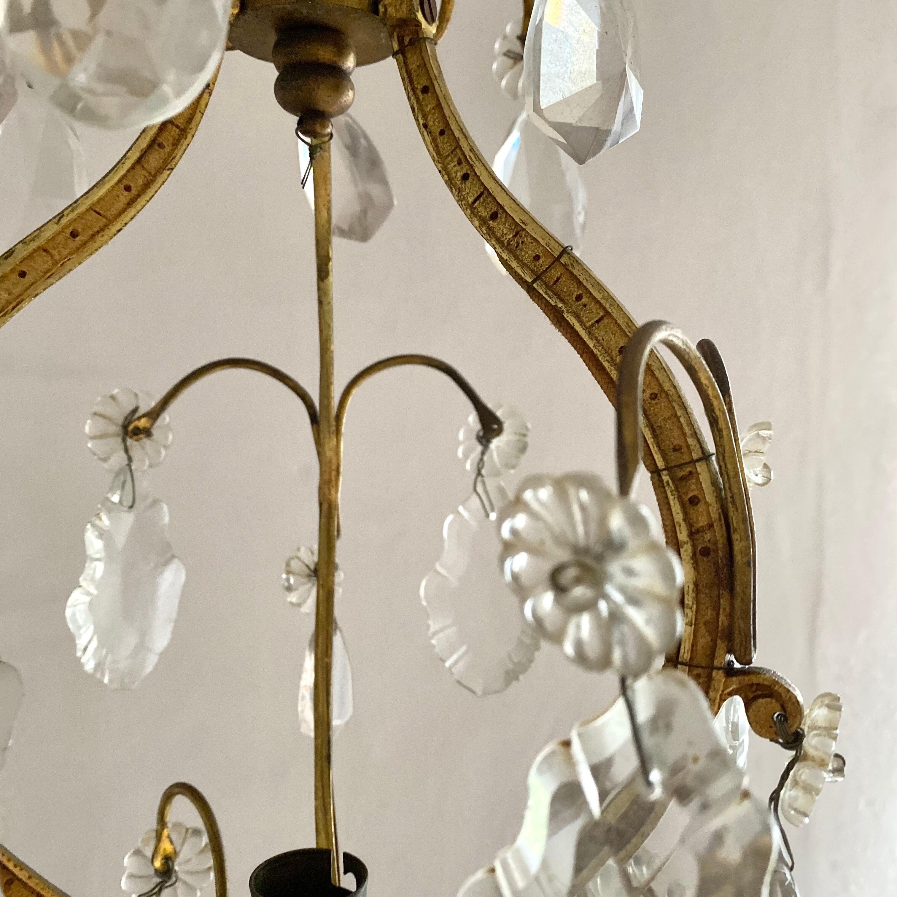 Lustre ancien pampilles en verre de murano