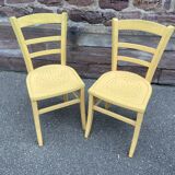 Pair of chairs type bistro in vintage wood 1950 kitchen design