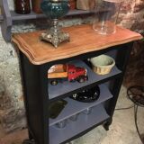 Oak, black and gray bookcase