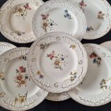 Lot de 9 assiettes anciennes en porcelaine de Sarreguemines, XIXe siècle, s