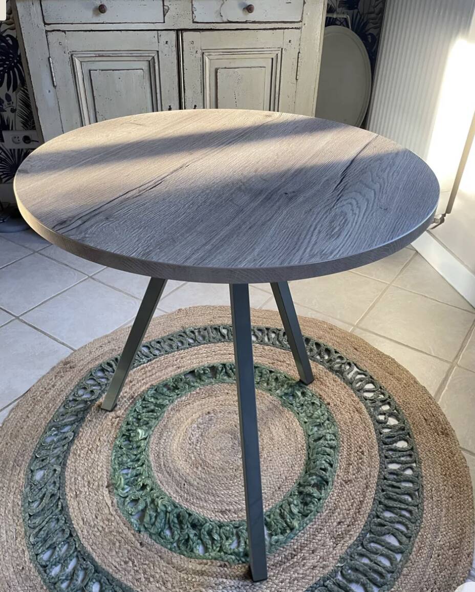 Table ronde bois pieds métal