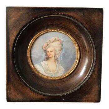 Miniature femme ancienne peinture