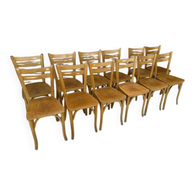 Suite de 12 chaises de Bistrot N 19 Baumann 1960