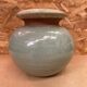 Antique vintage grey beige glazed stoneware ball vase