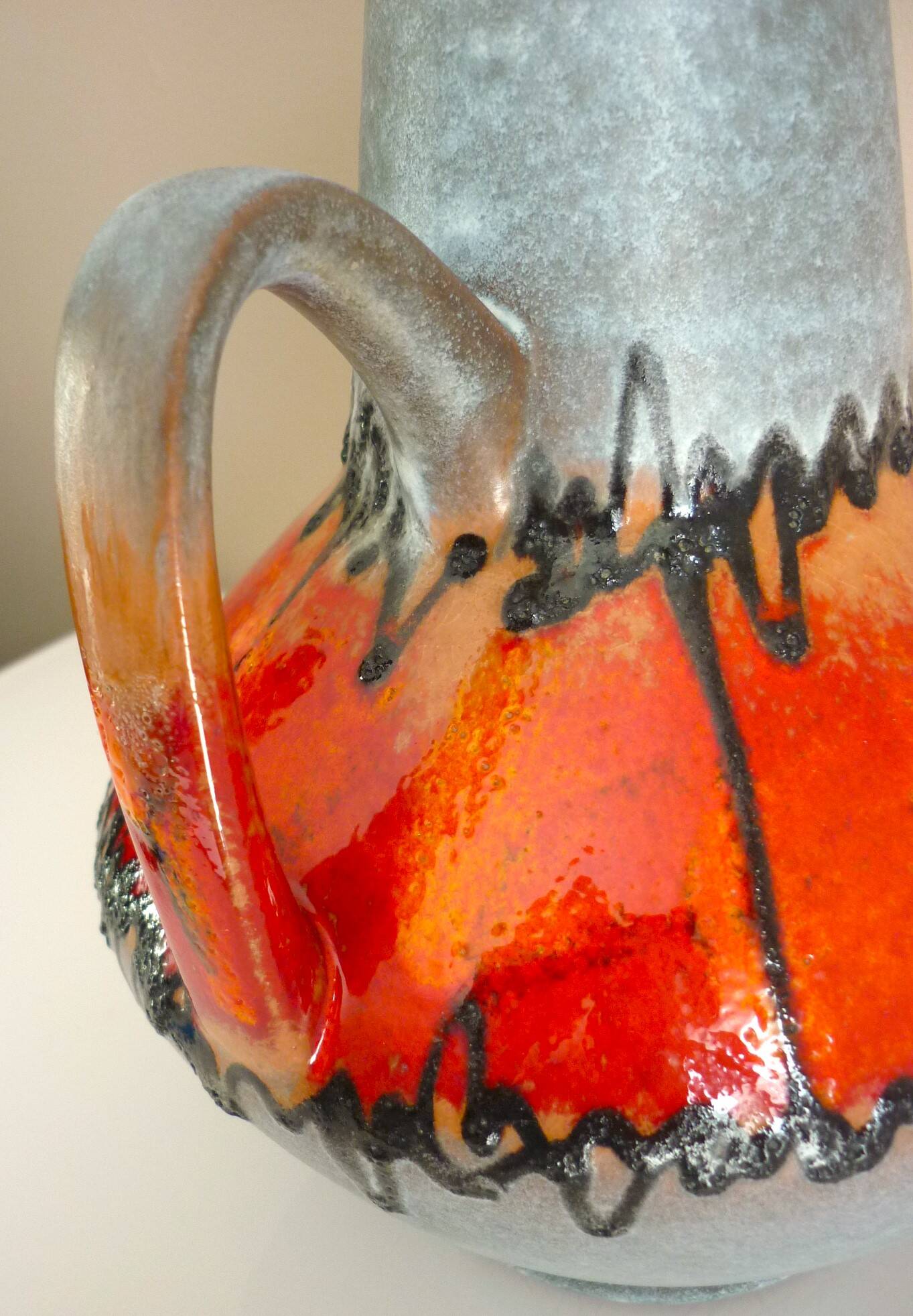 Enameled ceramic pitcher vase, Carstens West Germany, 60s/70s design