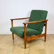 GFM-142 armchair, design by Edmund Homa from the 70s, green boucle - 2 pieces available