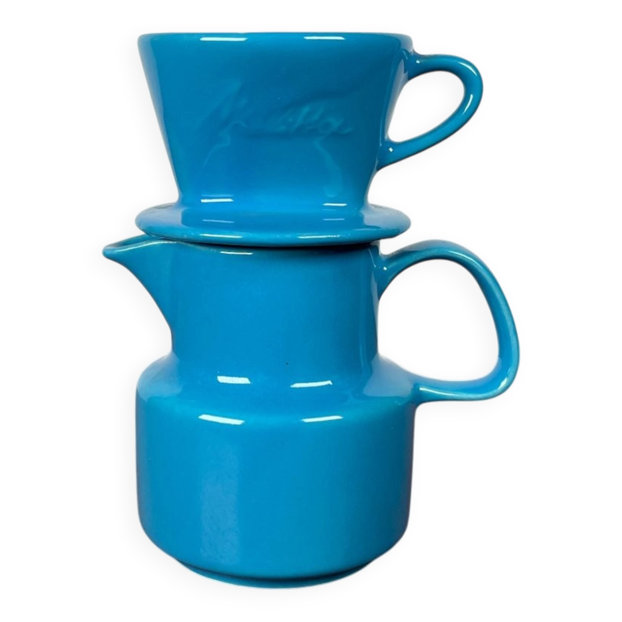 German Mid-Century Modern Space Age Ceramic Puppet-size Coffee Filter and Pot Set from Melitta, 1960s, Set of 2