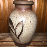 Old beige brown ceramic vase decor flowers w. germany vintage #a633