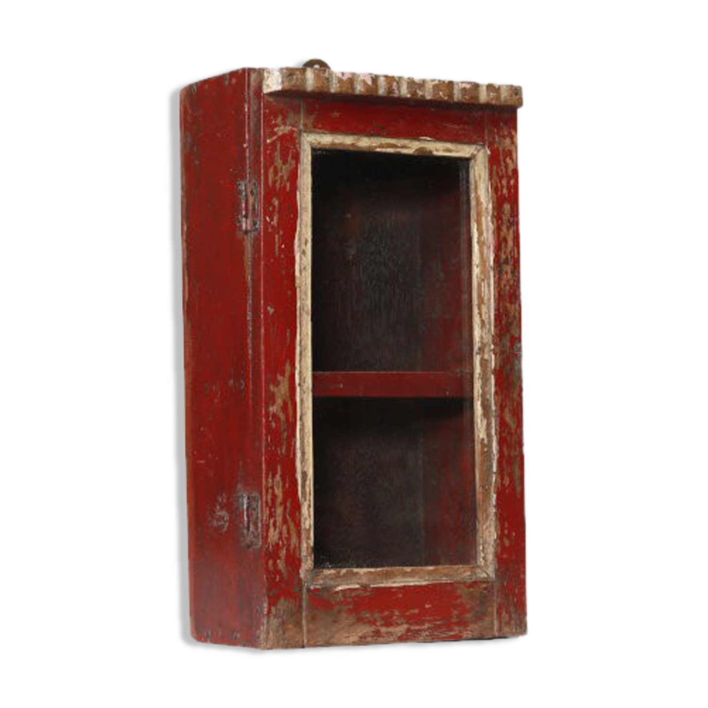 Little Old Wall Showcase Box has Red Skate Clock of Origin India