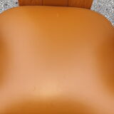 4 fauteuils de table design bois et cuir