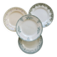 4 vintage ironstone dinner plates - Green tones