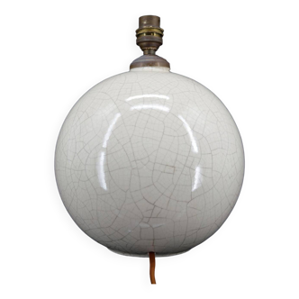 Lampe boule blanche craquelée, attribuée à Besnard pour Ruhlmann, France, circa 1920