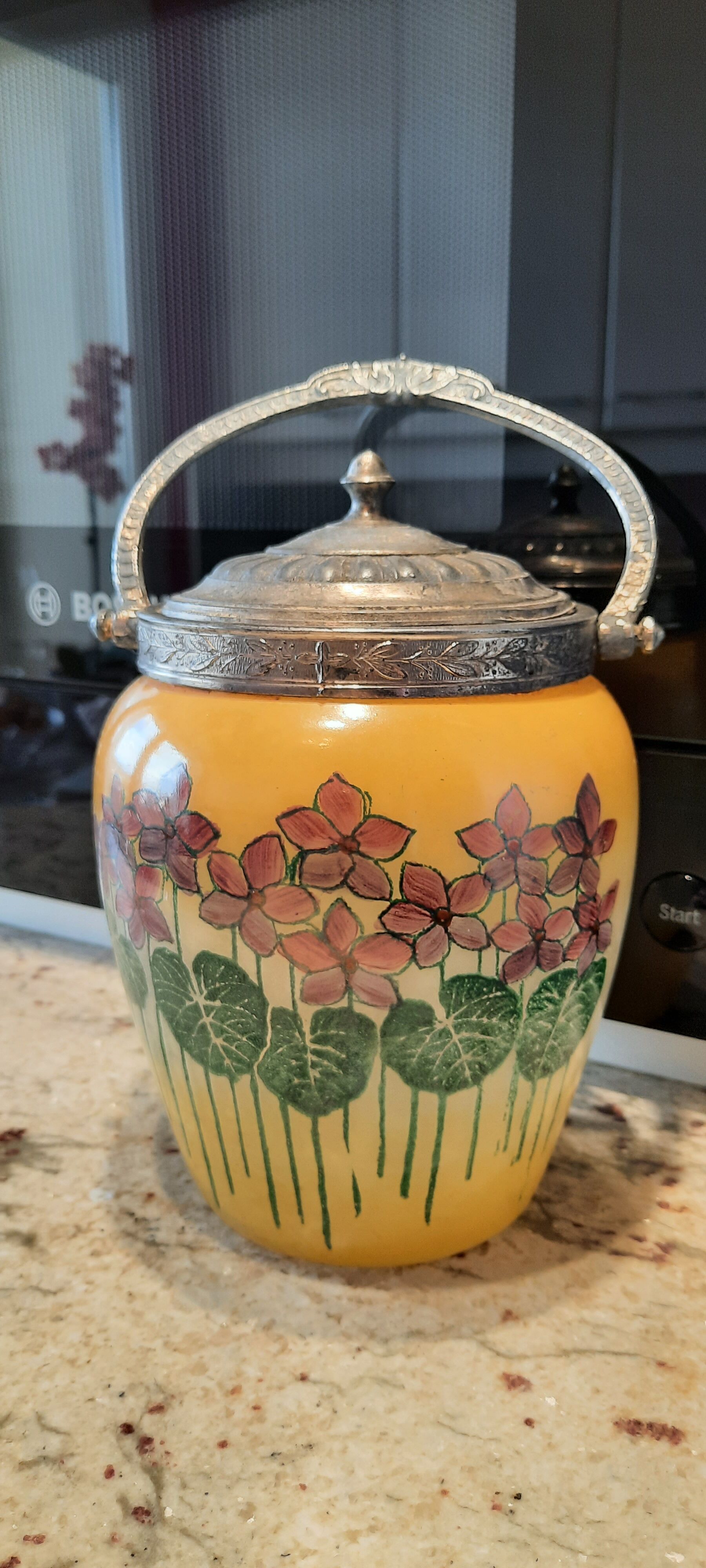 Art nouveau glass cookie jar
