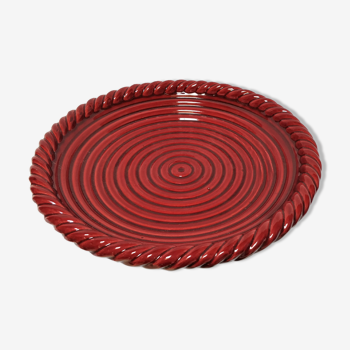 Red braided ceramic dish