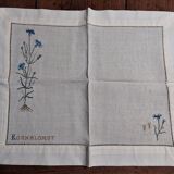 Embroidered placemats in vintage linen field flowers series of seven