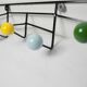 Portemanteaux mural 5 patères boules bois couleur et métal 1950