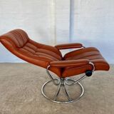 Vintage retro Ekornes Stressless reclining lounge chair & stool 1960s