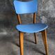 Pair of vintage bistro chairs in wood and light blue vinyl