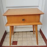 Vintage light wood bedside table